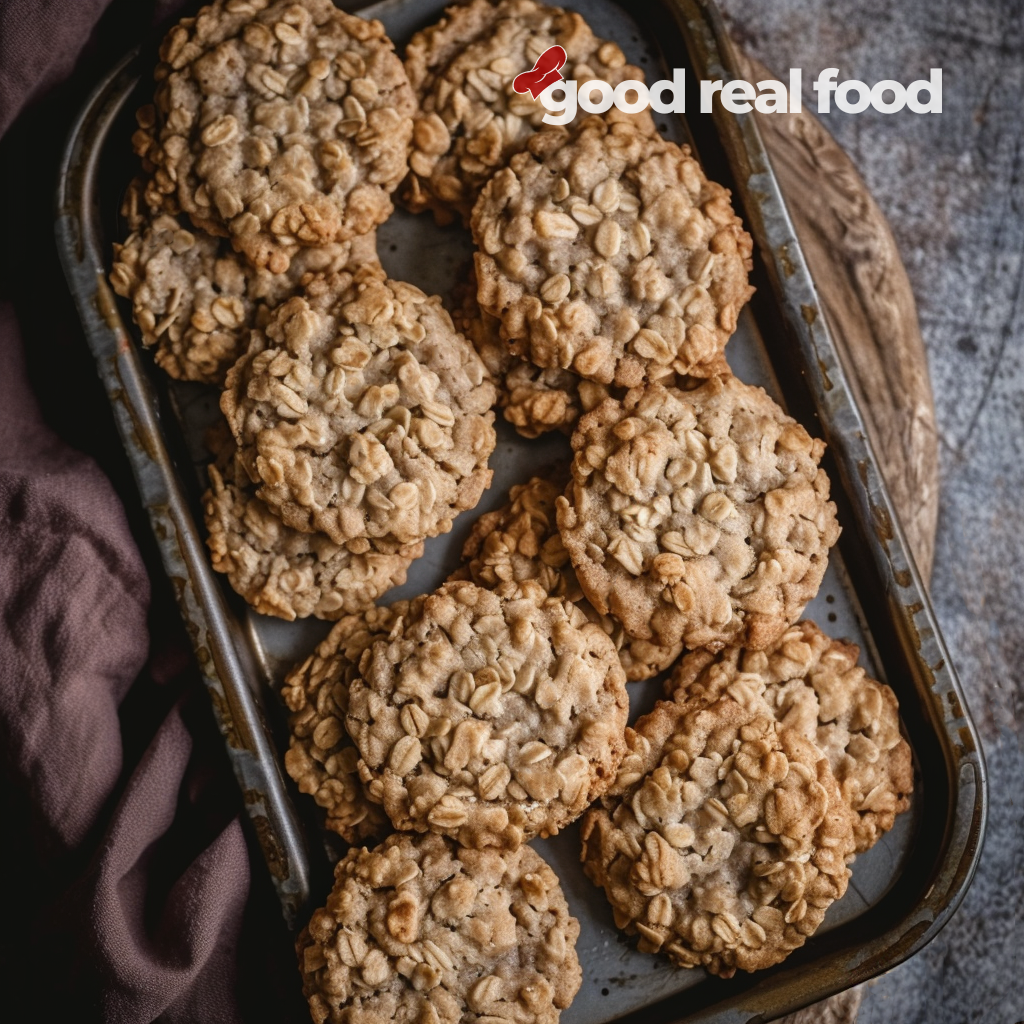 A tray filled with moist and chewy oatmeal cookies. 