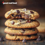 A stack of brown butter chocolate chip cookies.