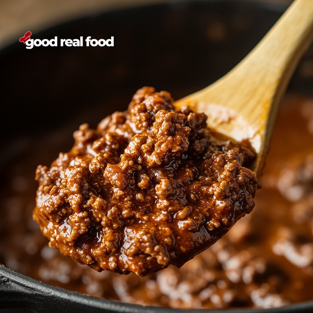 A spoonful of warm Cincinnati Chili.