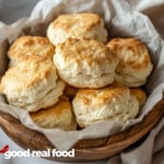 A bowl of fresh buttermilk biscuits.