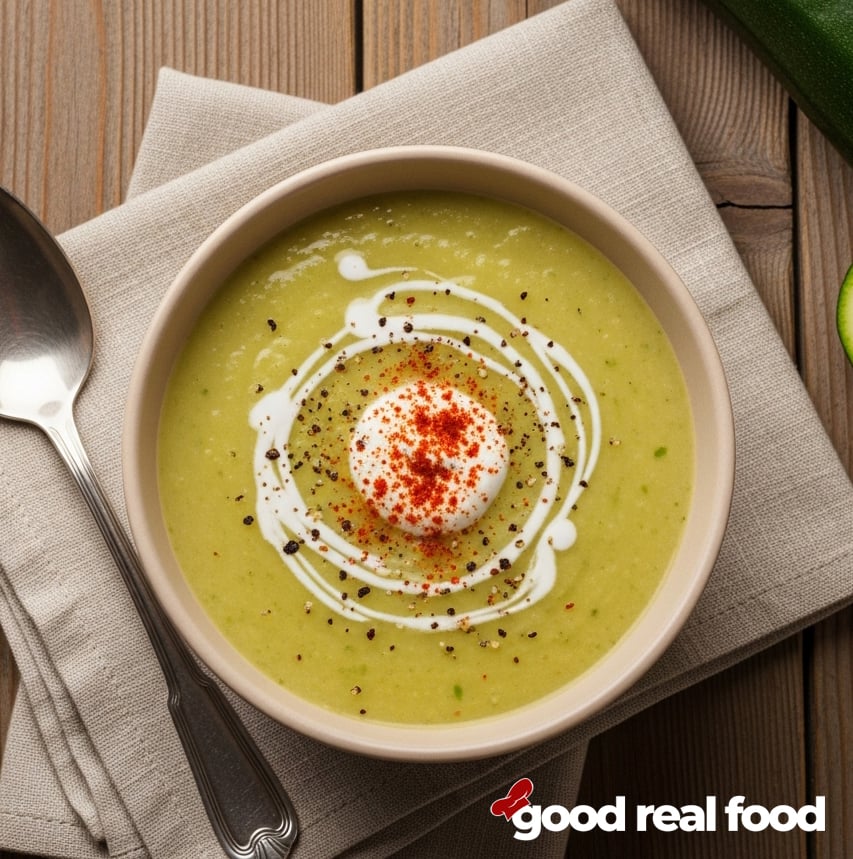 A bowl of zucchini soup
