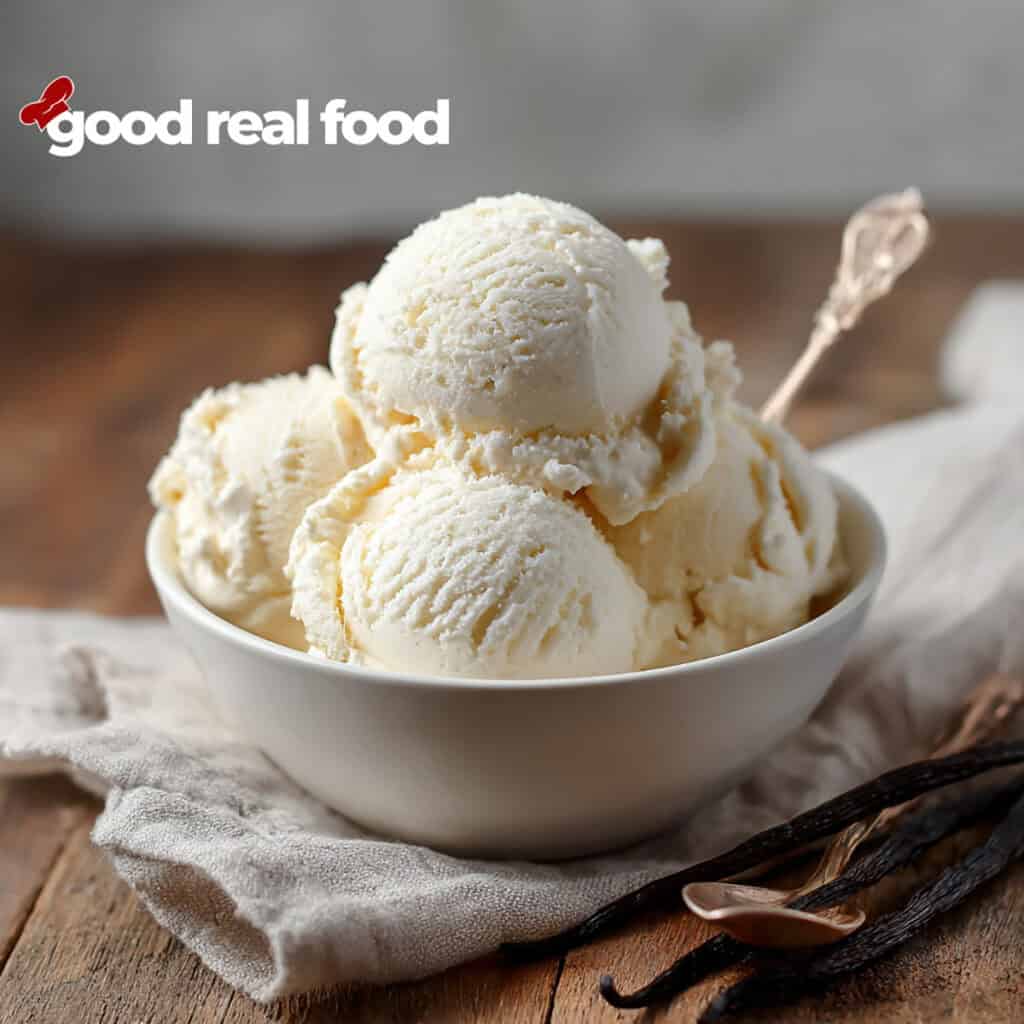 No churn ice cream in a bowl with a spoon.