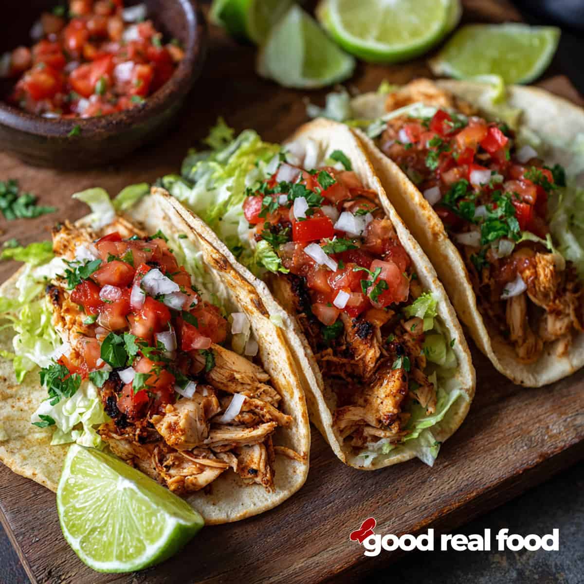 Slow Cooker Chicken Tacos by Good Real Food