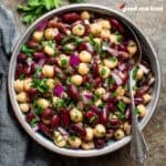 A bowl of three bean salad.