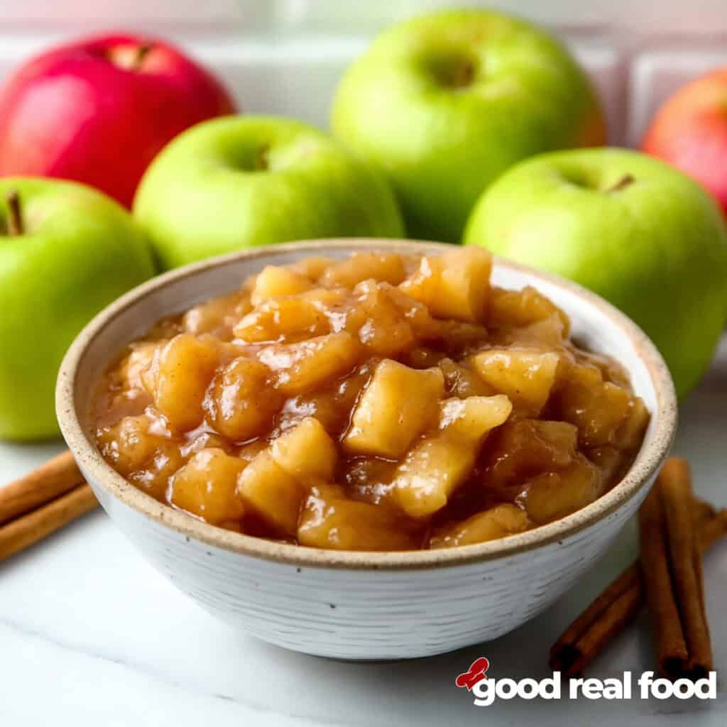 a bowl of apple pie filling