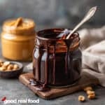 Peanut Butter Hot Fudge in a small jar.