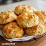 A pile of cheddar garlic biscuits.