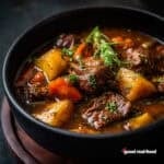 A bowl of hearty beef stew.