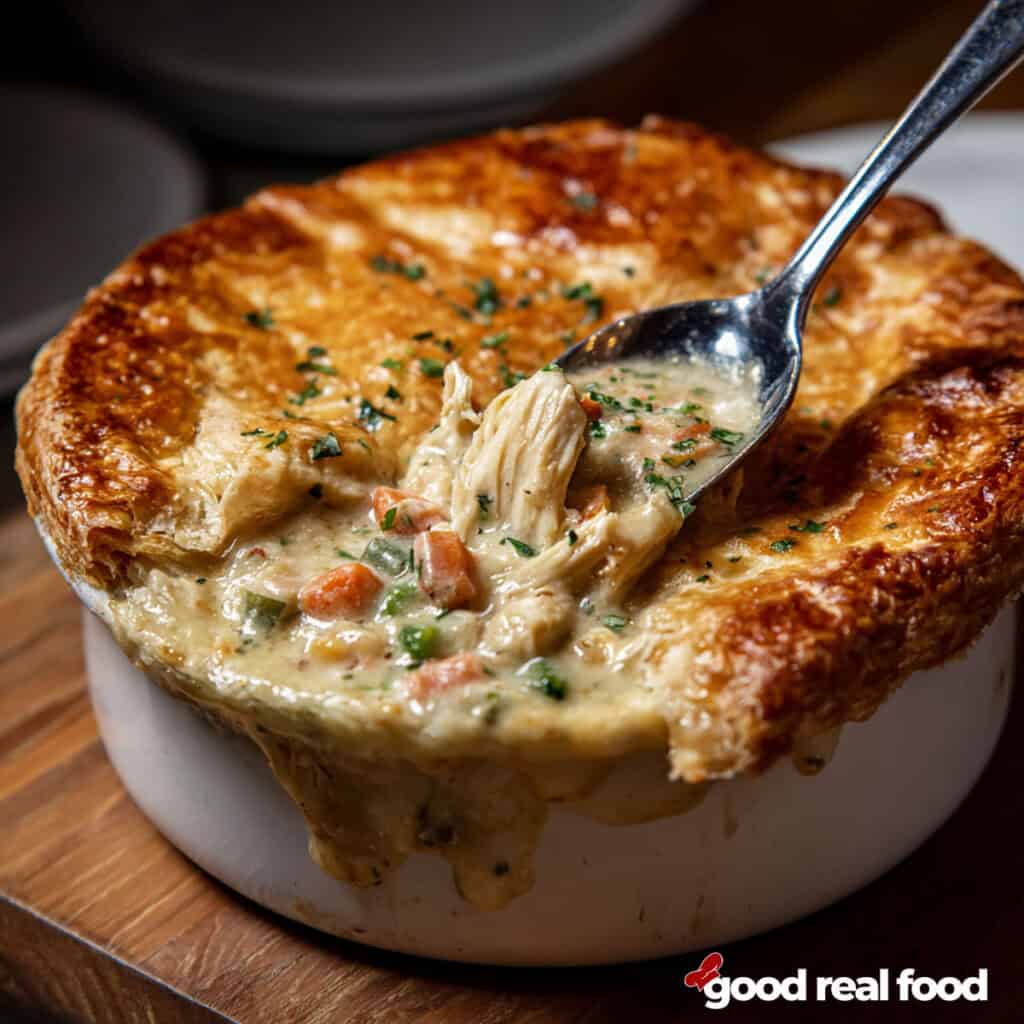 chicken pot pie in a individual ramekin