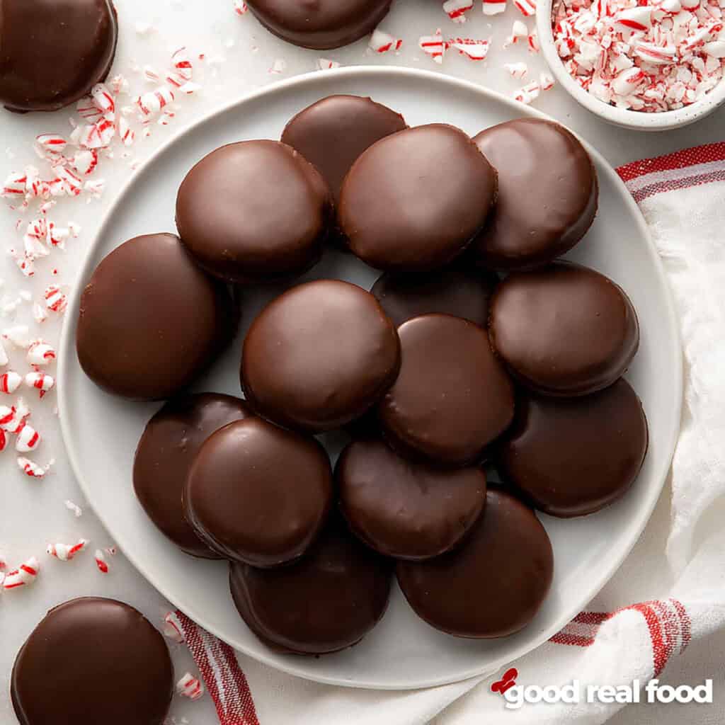 A platter of peppermint patties.