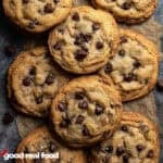 Bourbon Browned Butter Chocolate Chip Cookies view from overhead.