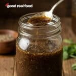 a mason jar of balsamic vinaigrette