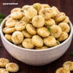 Ranch Oyster Crackers on a bowl.