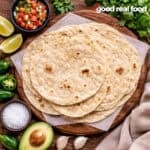 a stack of homemade tortillas.