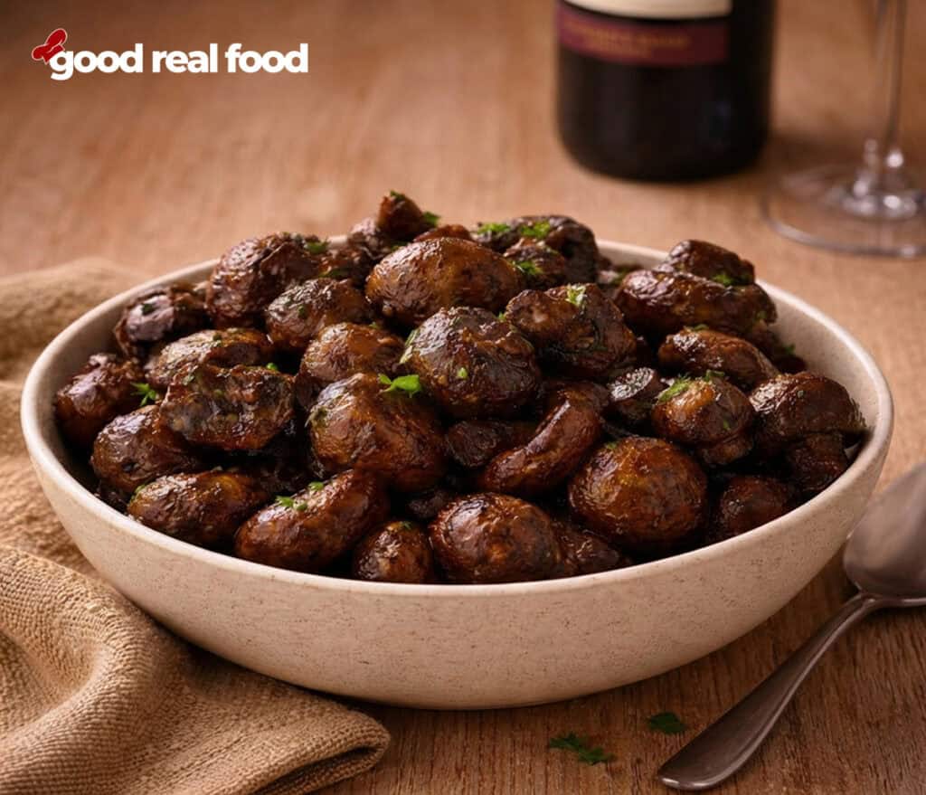 A bowl of burgundy mushrooms.