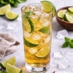 Jameson Ginger Ale in a tall glass.