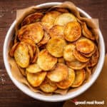 a bowl of homemade potato chips