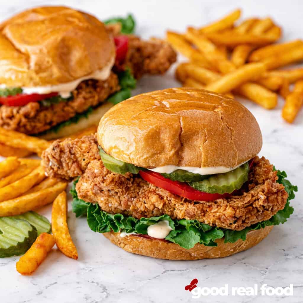 Spicy Chicken Sandwich with French Fries