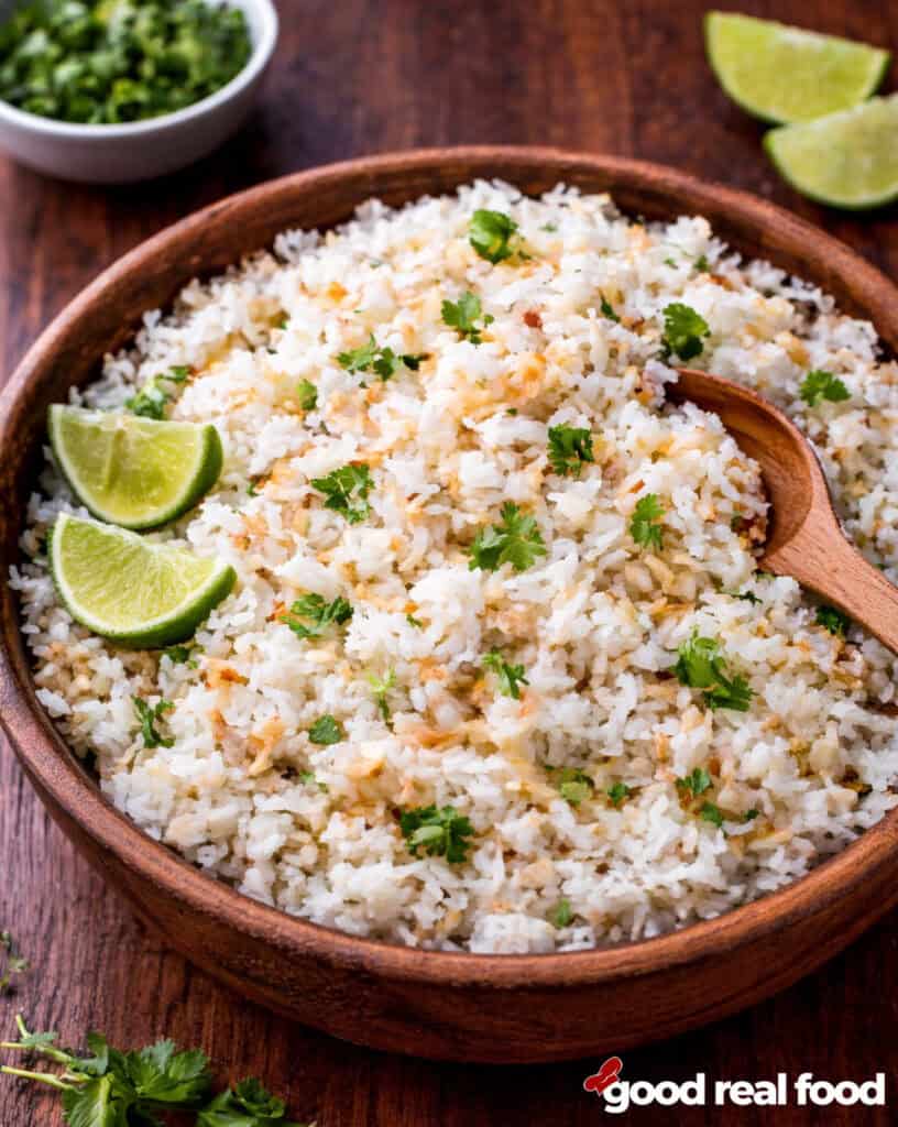 A bowl of coconut rice.