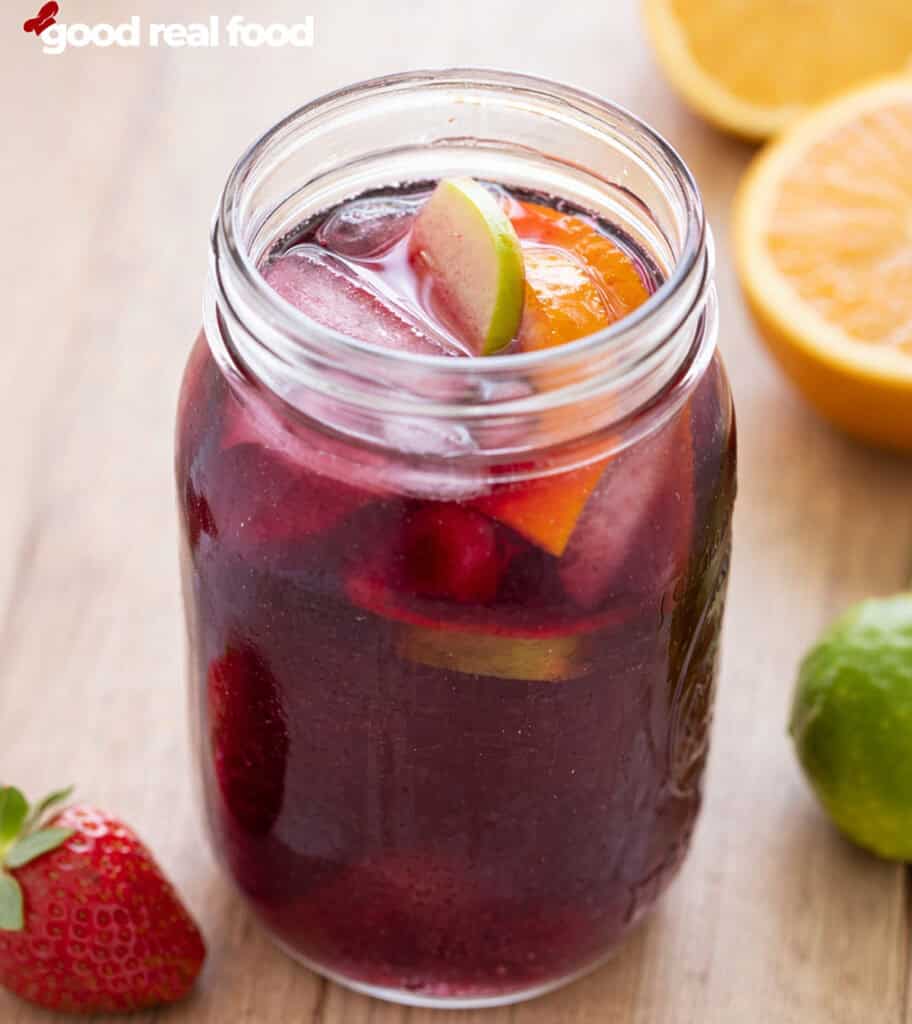 A mason jar of summer sangria.